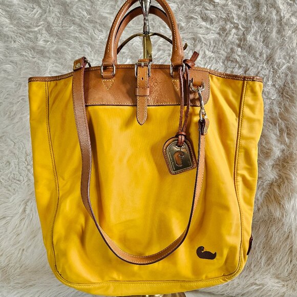 Dooney and Bourke Mustard Yellow Nylon Tote Satchel - Picture 2 of 12